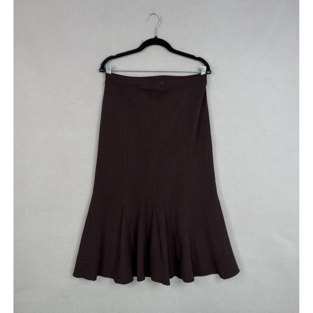 Eileen Fisher Skirt Womens Small Brown Wool Knit Trumpet Flare Maxi Minimal USA